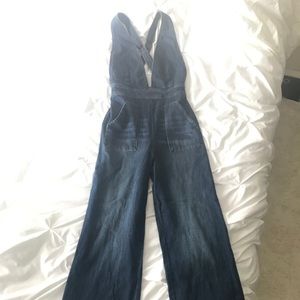 Denim halter top jumpsuit
